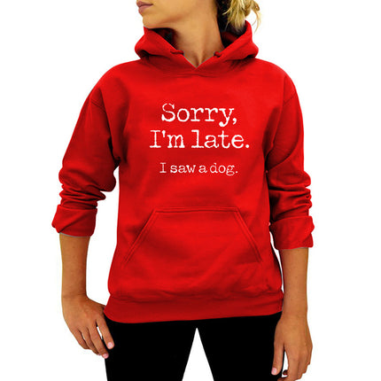 Sorry I 'mlate I saw a dog letter printed hooded vests autumn and winter Europe and the United States Amazon ebay