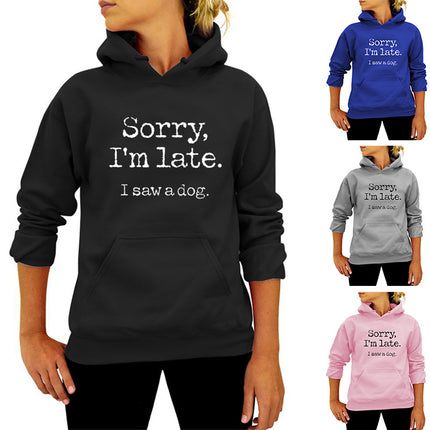 Sorry I 'mlate I saw a dog letter printed hooded vests autumn and winter Europe and the United States Amazon ebay