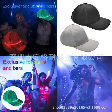 Cross-border charging LED fiber cap LED light knitted hat autumn and winter night running with light luminous hat