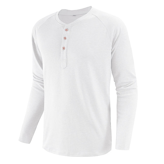 In-Stock, Direct from Manufacturer, Spring/Summer New European and American Popular Style, Plus-Size Men's Henley Shirt, Amazon Men's Long-Sleeve T-Shirt