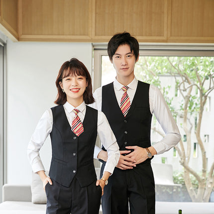 Professional Suit Vest suit KTV Waiter Hotel Unisex Work Clothes Bank Horse Clip Fold Uniform