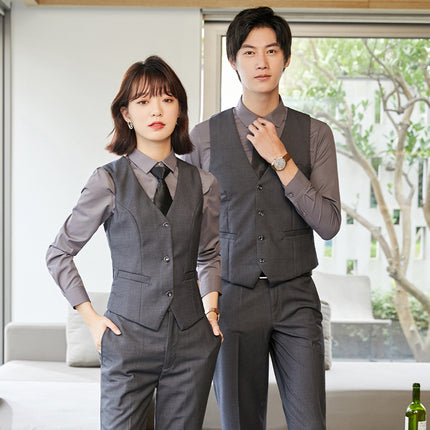 Professional Suit Vest suit KTV Waiter Hotel Unisex Work Clothes Bank Horse Clip Fold Uniform