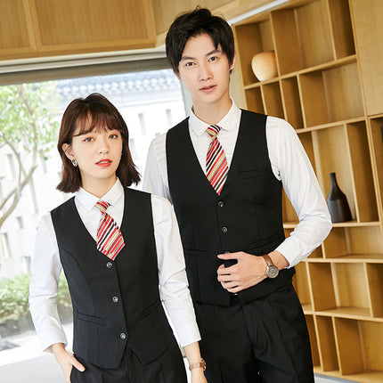 Professional Suit Vest suit KTV Waiter Hotel Unisex Work Clothes Bank Horse Clip Fold Uniform