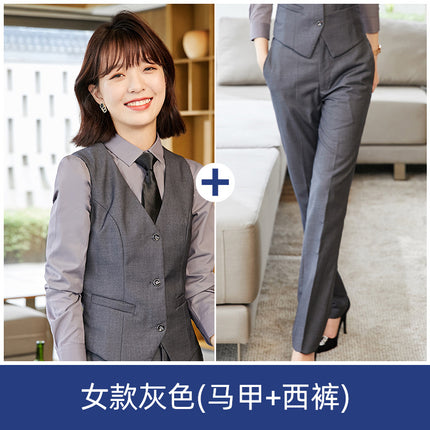 Professional Suit Vest suit KTV Waiter Hotel Unisex Work Clothes Bank Horse Clip Fold Uniform