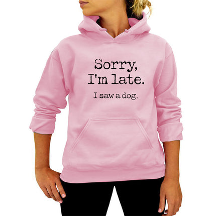 Sorry I 'mlate I saw a dog letter printed hooded vests autumn and winter Europe and the United States Amazon ebay