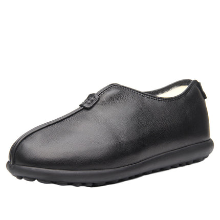 Old Beijing Cloth Shoes Men's Winter Cotton Shoes Genuine Leather Wool One-piece Warm Old Men's Cotton Shoes Men's Dad Shoes Men's Shoes 4748