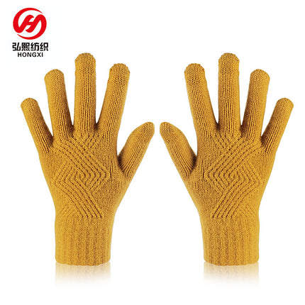Wool Knitted Touch Screen Gloves Men's and Women's Winter All-match Korean-style Cold-proof Warm-keeping Knitted Gloves for Couple