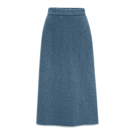 Wool Woolen Mid-Length Skirt for Women in Autumn and Winter New Retro High-Waist Slim Hip Skirt Mid-Length A-Line Skirt for Women