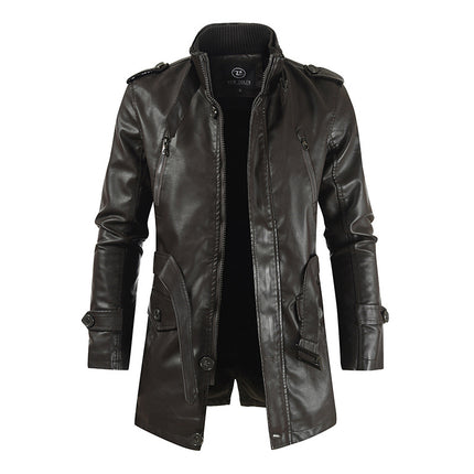 2024 Export Ebay New Men's Casual Fashion Leather Jacket Pu Hooded Slim Young Men's Leather Jacket