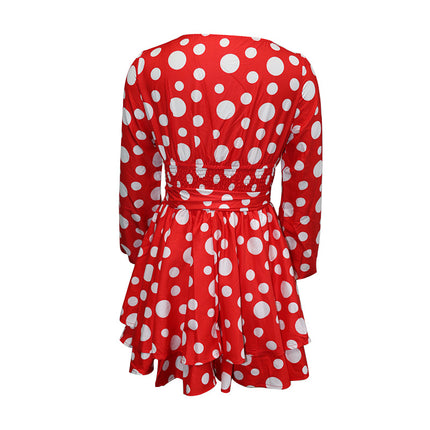 FD125 spot explosions 2022 autumn and winter New waist V-neck OL commuter wave temperament mini dress