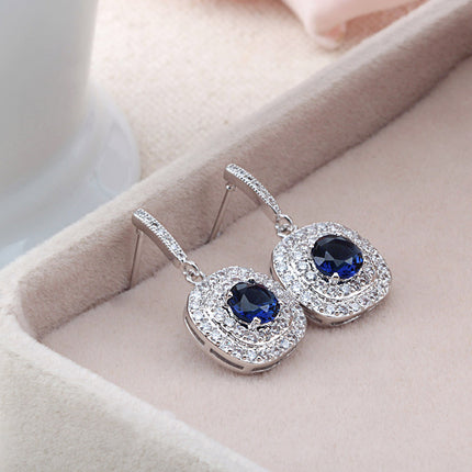 Earrings European and American simple atmosphere Joker gorgeous crystal AAA grade zircon inlaid temperament female celebrity earrings manufacturers