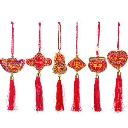 2026 Year of the Horse New Year Sachet Bag, Spring Festival Decoration Pendant, Peace Ingot Blessing Bag, Rope Embroidery Hanging Ornament