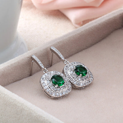 Earrings European and American simple atmosphere Joker gorgeous crystal AAA grade zircon inlaid temperament female celebrity earrings manufacturers