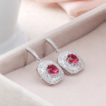 Earrings European and American simple atmosphere Joker gorgeous crystal AAA grade zircon inlaid temperament female celebrity earrings manufacturers