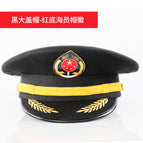 Black big cap-oblique-red bottom seafarer cap badge-oblique / 56cm