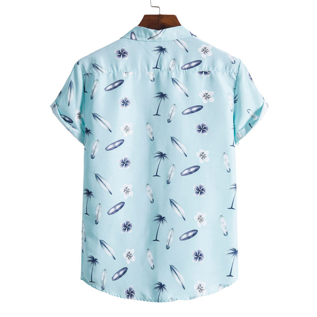 Cross-border 2021 Summer New Plus Large Size Men's Short-sleeved Shirt Casual Men's Floral Short-sleeved Shirt for Men
