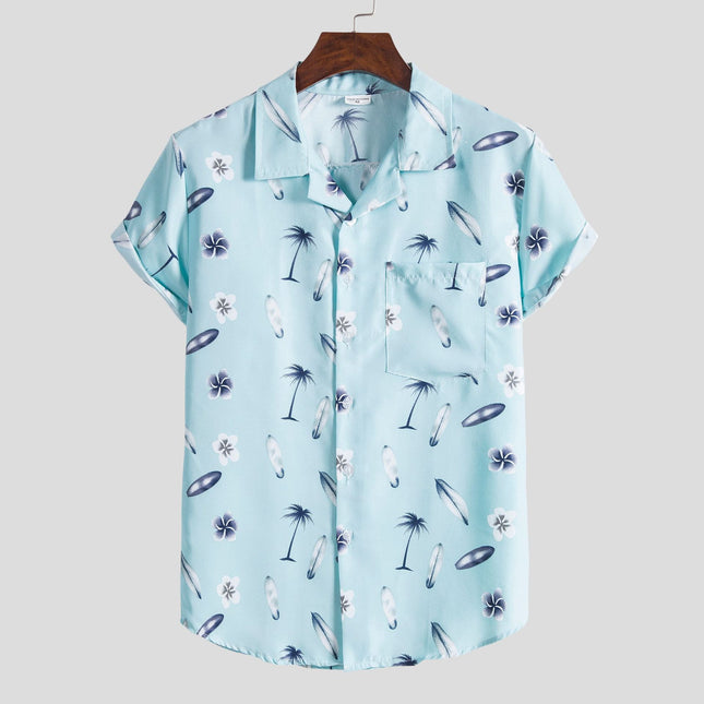 Cross-border 2021 Summer New Plus Large Size Men's Short-sleeved Shirt Casual Men's Floral Short-sleeved Shirt for Men