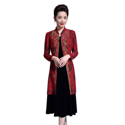 2024 New Autumn Clothing for Middle-Aged and Elderly Women, Gold Velvet Embroidered Suits, Large Size Mother's Clothing, Wedding Clothing, Dropshipping