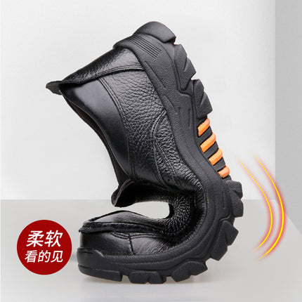 Spring Men's Shoes Thick-Soled Soft Leather Dad Shoes Over-The-Foot Men's Middle-Aged Business Casual Leather Shoes Slip-On Leather Shoes