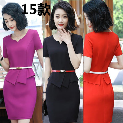 Professional dress Jewelry Store Work Clothes Summer Short-sleeved Temperament OL Fashion Slimming Beauty Salon Women's Sales Tooling
