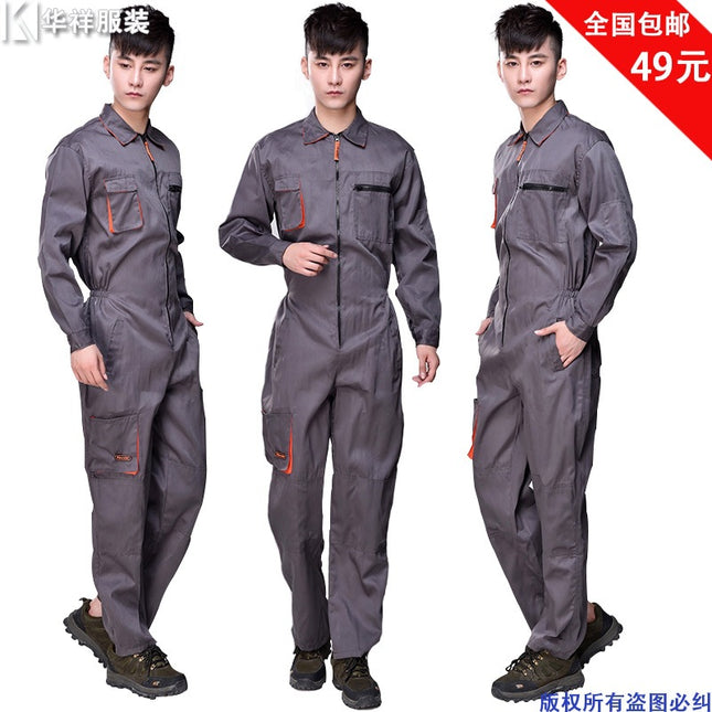 Korean Style Multi-Pocket Tool Work Clothes Suit Auto Repair Work Suit Overalls Gray Overalls Overalls