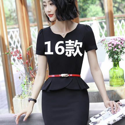 Professional dress Jewelry Store Work Clothes Summer Short-sleeved Temperament OL Fashion Slimming Beauty Salon Women's Sales Tooling