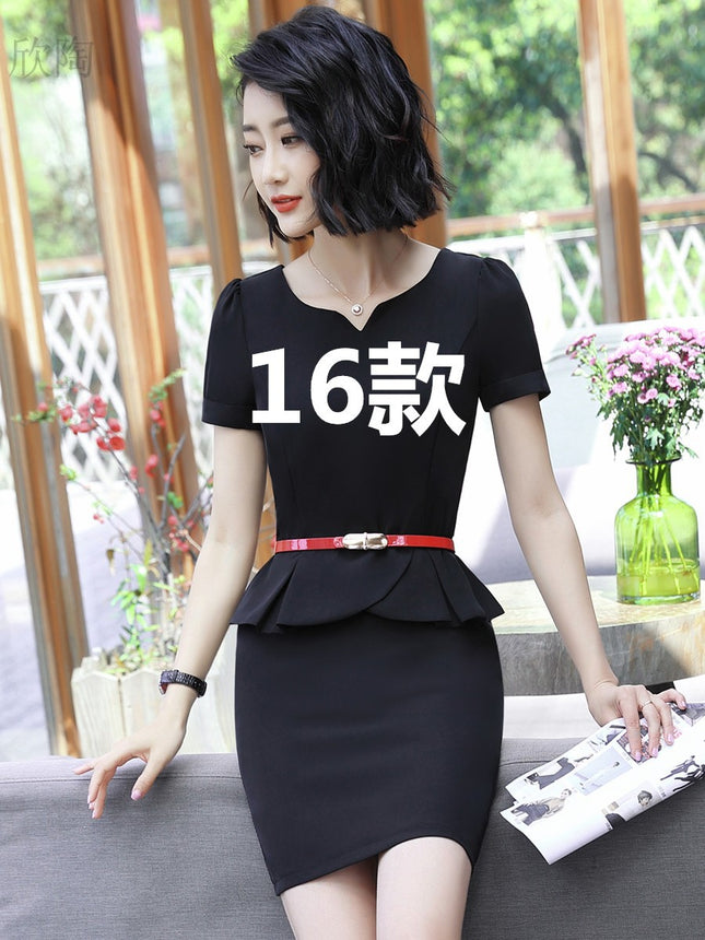 Professional dress Jewelry Store Work Clothes Summer Short-sleeved Temperament OL Fashion Slimming Beauty Salon Women's Sales Tooling
