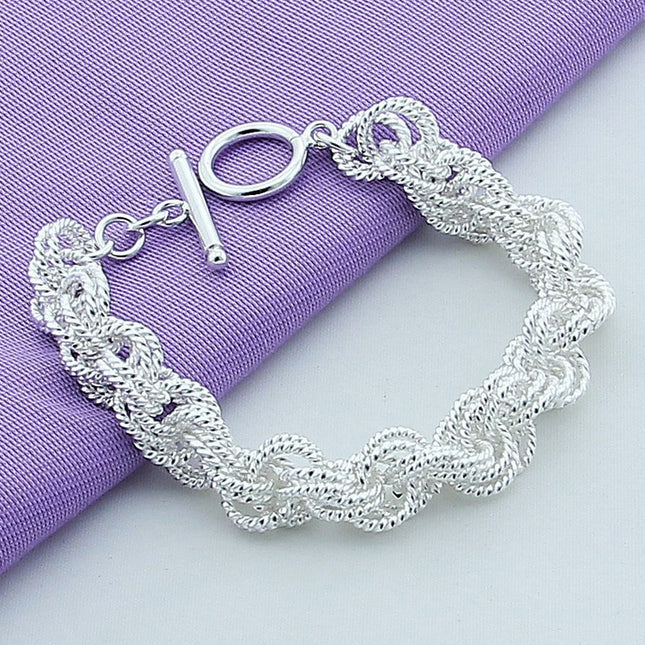 Silver-plated fashion bracelet car flower three-ring buckle three-ring fashion hot jewelry factory direct a generation of hair