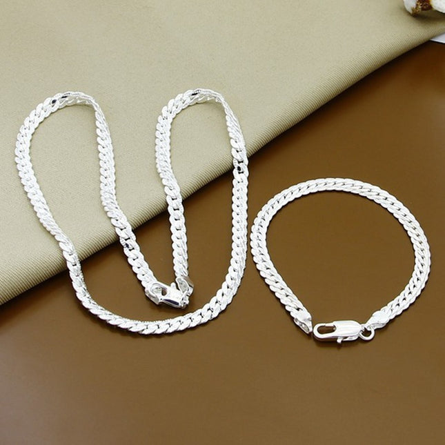 Foreign trade export silver plated car lace bracelet necklace set Korean best selling spot supply set wholesale T023