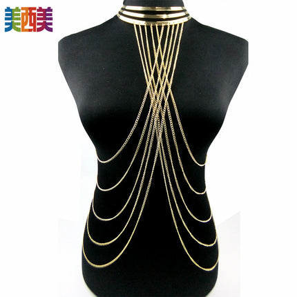 Aliexpress Jewelry Body Chain Gold Large Hoop Necklace Exaggerated Stylish Body Chain