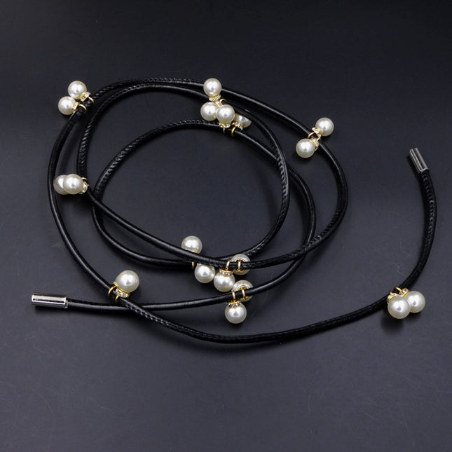 New Korean Style Versatile Belt for Women, Pearl Sweater Accessory with Fur Decoration Belt for Plus-Size Women, Extended Waist Chain for Women