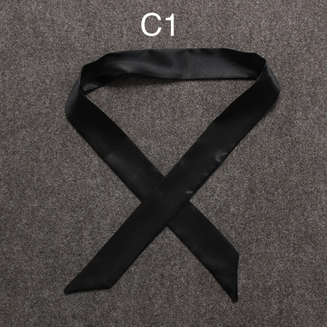 Solid Color Classic decorative slender narrow silk scarf tie bag handle silk scarf small ribbon decorative scarf bag with scarf