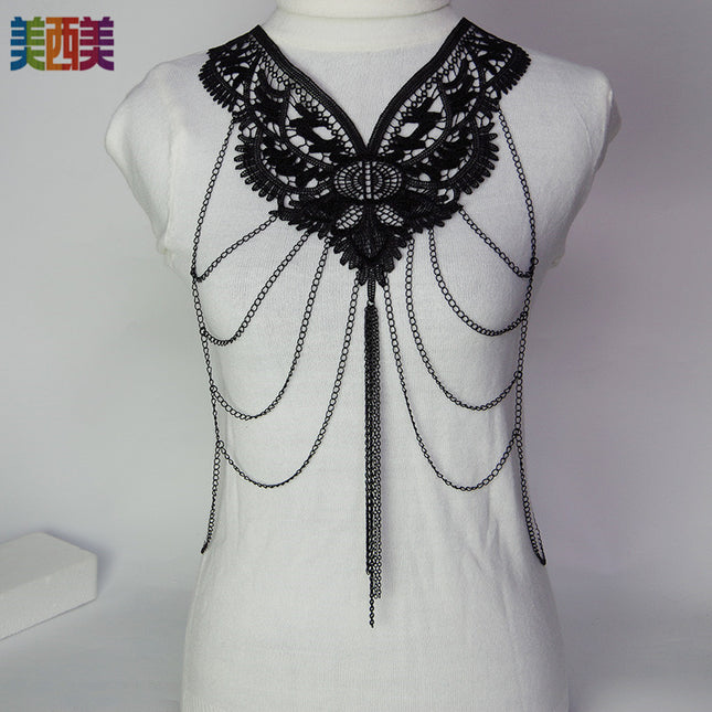 Meiximei Jewelry Black Lace Multi-Layer Tassel Export Jewelry Necklace Body Chain Body Chain