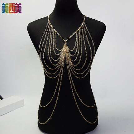 European and American Cross-Border Jewelry Body Chain, Exaggerated Multi-Layered Large Necklace, Hot-Selling Tassel Shawl, Sexy Nightclub Body Chain
