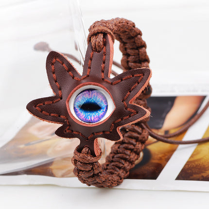Ethnic Wax Rope Woven Bracelet Luminous Stone Devil's Eye Leather Bracelet Eye Retro Small Jewelry Wholesale
