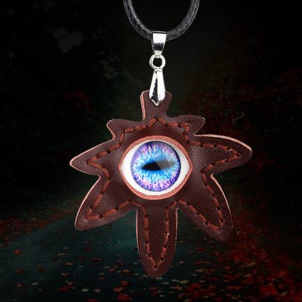 Yiwu foreign trade Europe and the United States cross-border supply retro personality maple leaf eye pendant wax rope adjustable necklace men's jewelry