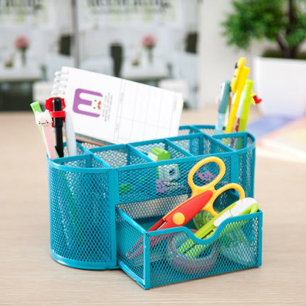 Iron Color Classic Iron Mesh Office Desktop Storage Box Metal Nine-Grid Pen Container Stationery Pen Organize Storage Box