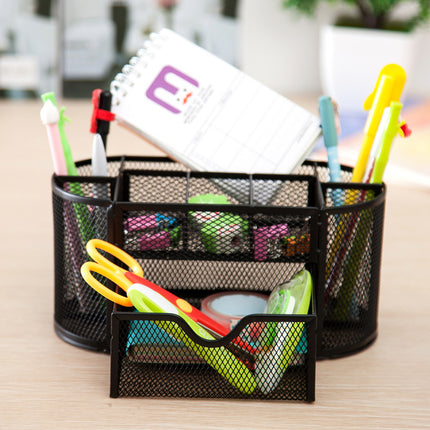 Color wrought iron 9-compartment office desktop storage box student stationery finishing box desk with drawer storage box Special