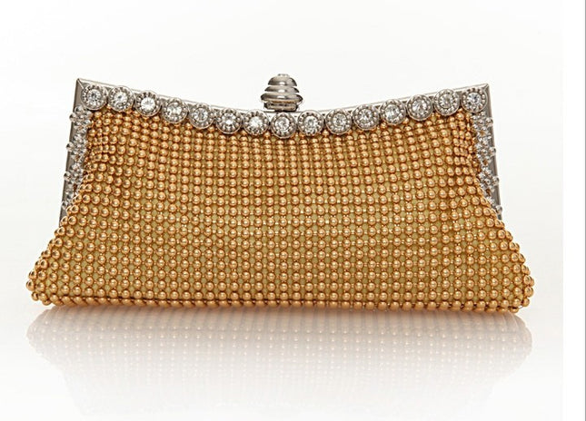 Cross-Border Ebay Aluminum Bead Evening Bag Aluminum Sheet Evening Clutch Bag Rhinestone Evening Bag Socialite Banquet Bag Factory Direct Sale