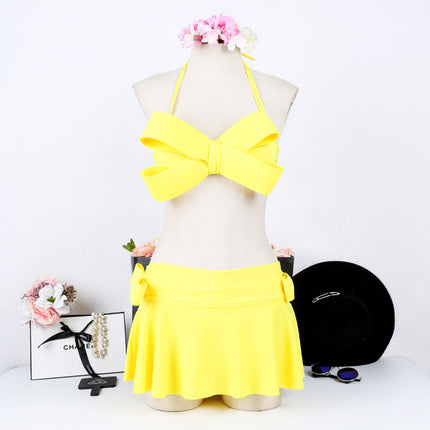 Fashion New Three-Dimensional Bow High-End Bikini Three-Piece Sexy Swimsuit Split Swimsuit Swimsuit for Women