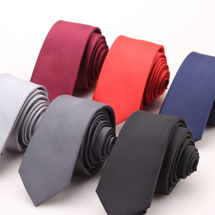New men's accessories wholesale Japan and Korea solid color narrow tie groom wedding casual monochrome glossy 5cm small tie