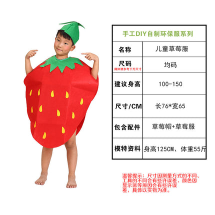 children's party catwalk clothes children's fruit clothing homemade eco-friendly clothing strawberry suit diy handmade clothing