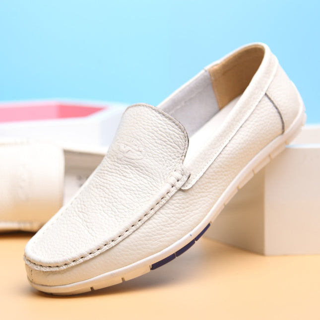 2023 autumn new men's bean shoes leather men's shoes round head casual shoes driving shoes breathable leather shoes 8881
