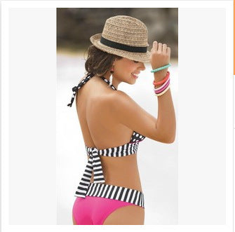 European and American swimwear cute sexy wave split foreign trade bikini neck strap ladies swimwear wholesale