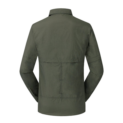 Outdoor Quick-Drying Clothes for Men and Women Couples, Breathable Quick-Drying Long-Sleeved Shirts, Removable Fishing and Travel Overalls