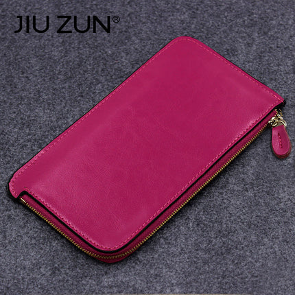 New Women's Wallet Women's Long Thin Leather Wallet Women's Zipper Large Banknote Clip Korean Cowhide Handbag Trendy Bag