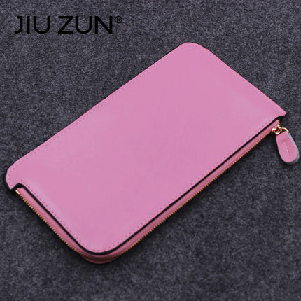 New Women's Wallet Women's Long Thin Leather Wallet Women's Zipper Large Banknote Clip Korean Cowhide Handbag Trendy Bag