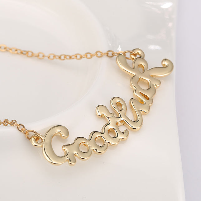 Cross-border jewelry wholesale jewelry glossy letters goodluck ladies pendant necklace 418