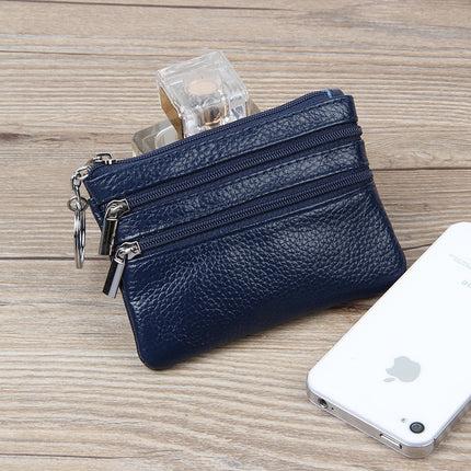 Factory Direct New cowhide short wallet women's leather zipper coin purse Mini small wallet coin bag