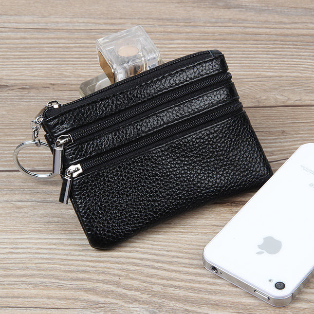 Factory Direct New cowhide short wallet women's leather zipper coin purse Mini small wallet coin bag